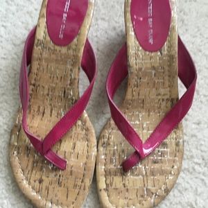 Hot Pink and Creme Wedge heels